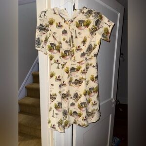 LK Bennett Cream Scenic Print Dress